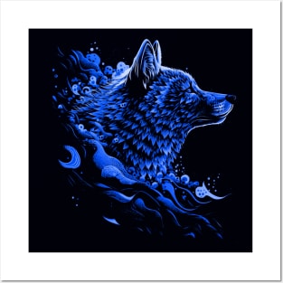 The Blue Majestic Wolf Posters and Art